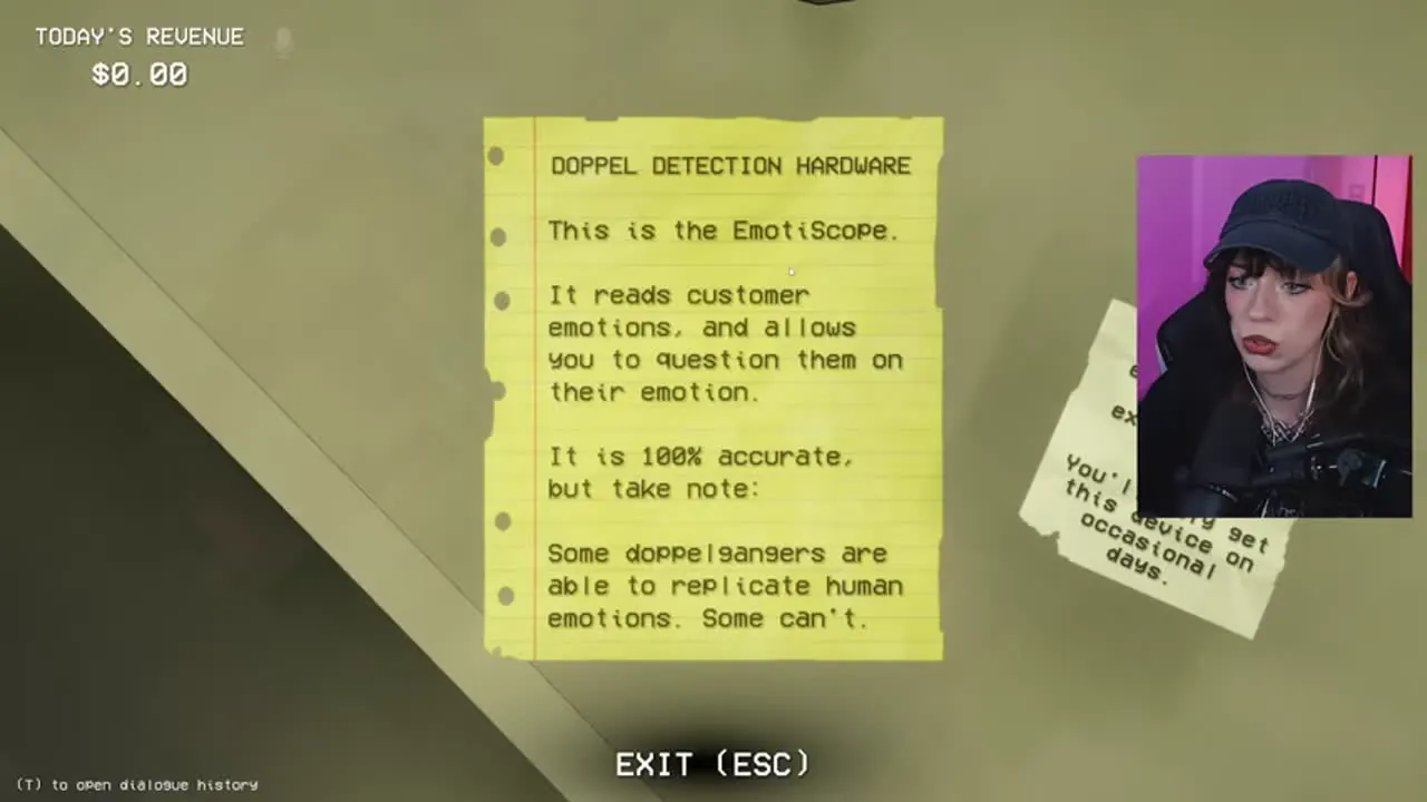 The EmotiScope note explains both its accurate reading and its imitation limitation.