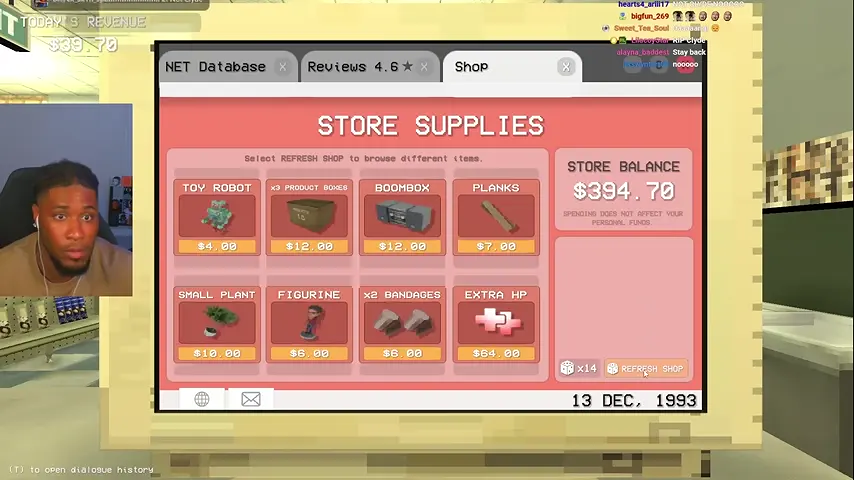 The store-supplies screen is used to prepare weapons and healing for the finale.