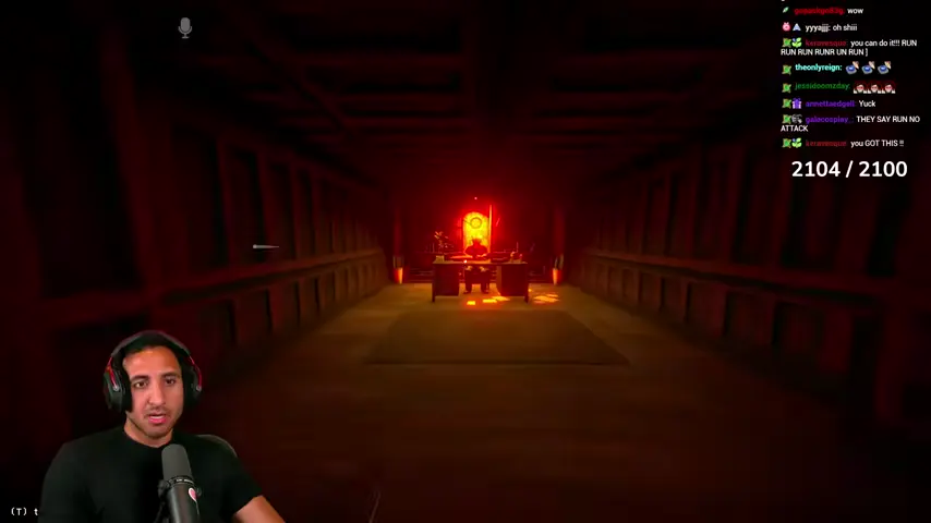 The red corridor leads from the obstacle route into the final arena.