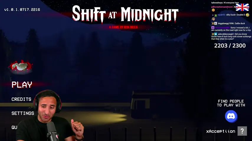 The Shift At Midnight title screen with Play and Settings visible.