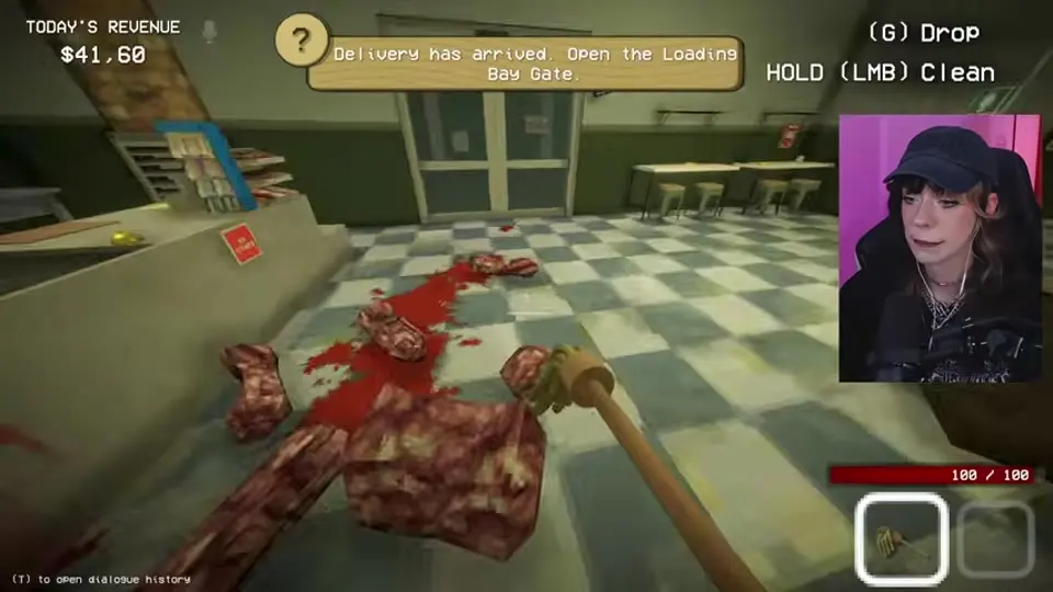 Blood and remains on the shop floor immediately after shooting a confirmed impostor