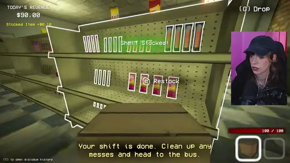 The clean store and objective prompt instructing the player to head to the bus