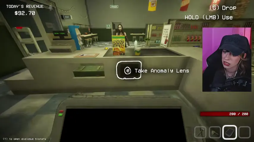 Vivien Marrow is visible across the counter before the Anomaly Lens check.