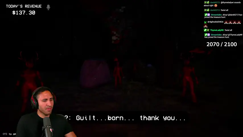 The forest voice acknowledges the completed objective before the player returns to work.