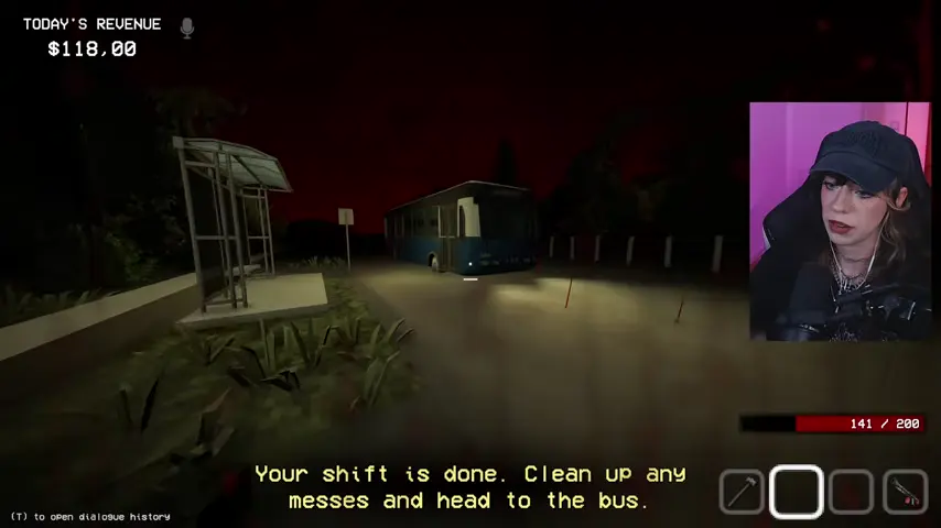 The player reaches the bus after the Night 10 cleanup objective has cleared.