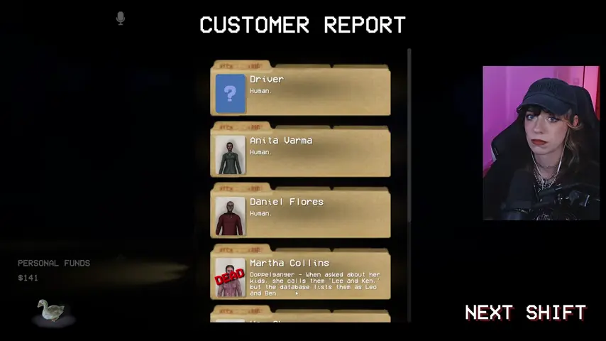 The first report panel confirms three humans and Martha's child-name contradiction.