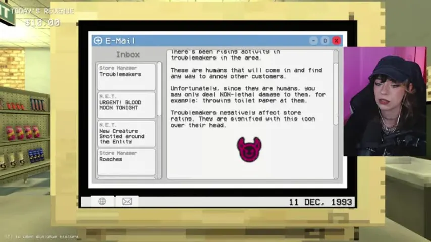 The computer message explains that troublemakers are human and must be handled non-lethally.