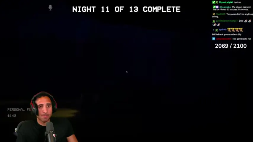 The Night 11 completion screen appears after the store is cleaned and closed.