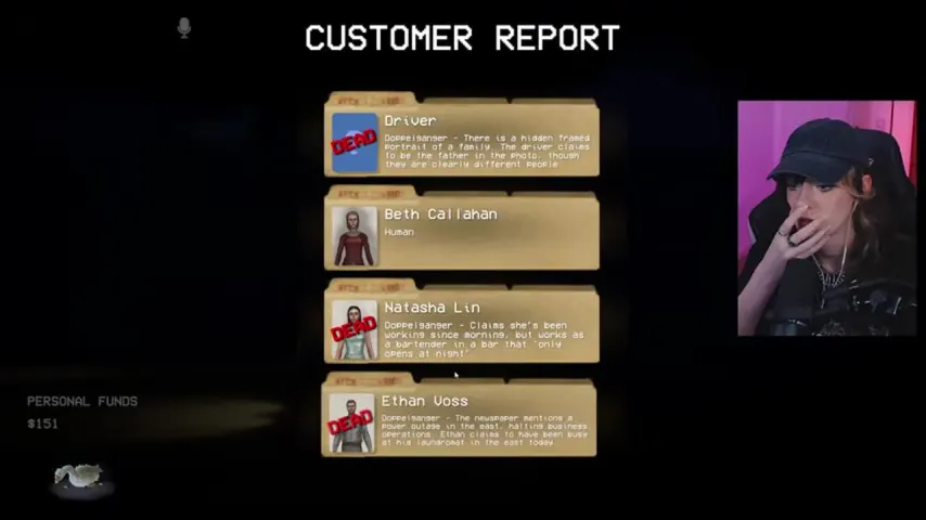 The first report panel explains the driver, Beth, Natasha, and Ethan decisions.