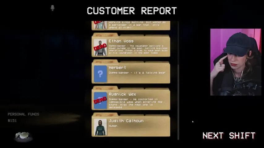 The second report panel confirms Herbert, Rudnick, and Judith's outcomes.
