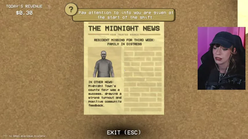 The opening newspaper shows the resident who has been missing for three weeks.