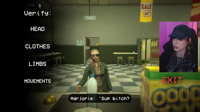 The verification menu is used to complete Marjorie's body and movement checks.