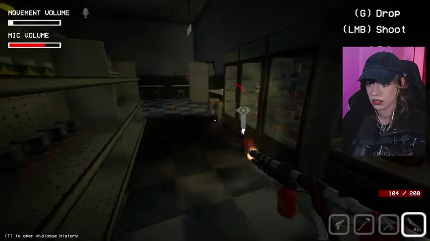 The player retreats from the burning shop floor while the encounter remains active.
