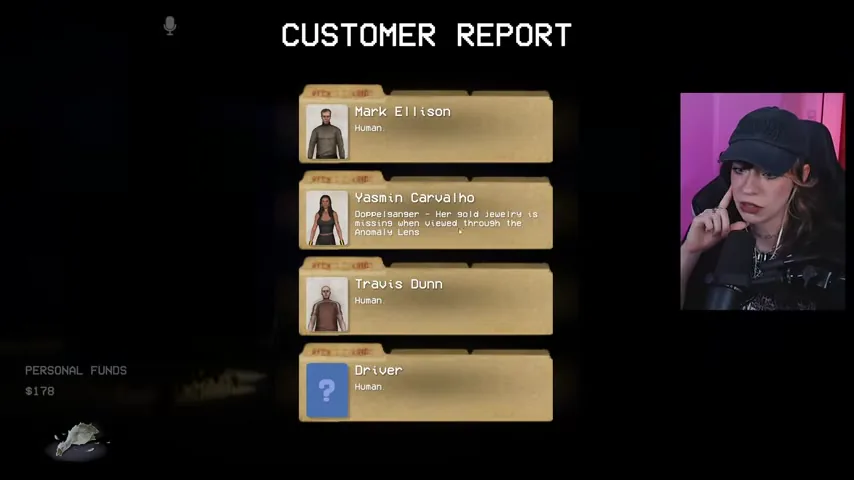 The first report panel confirms Yasmin's Lens anomaly and three human results.