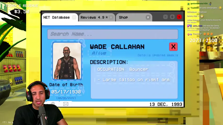 Wade Callahan's database record lists the appearance details to verify.