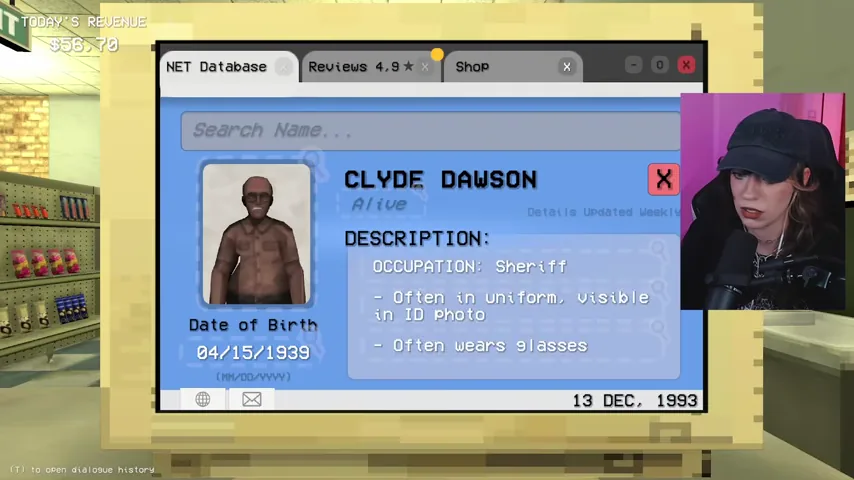 Clyde Dawson's sheriff record is open on the Night 13 database.