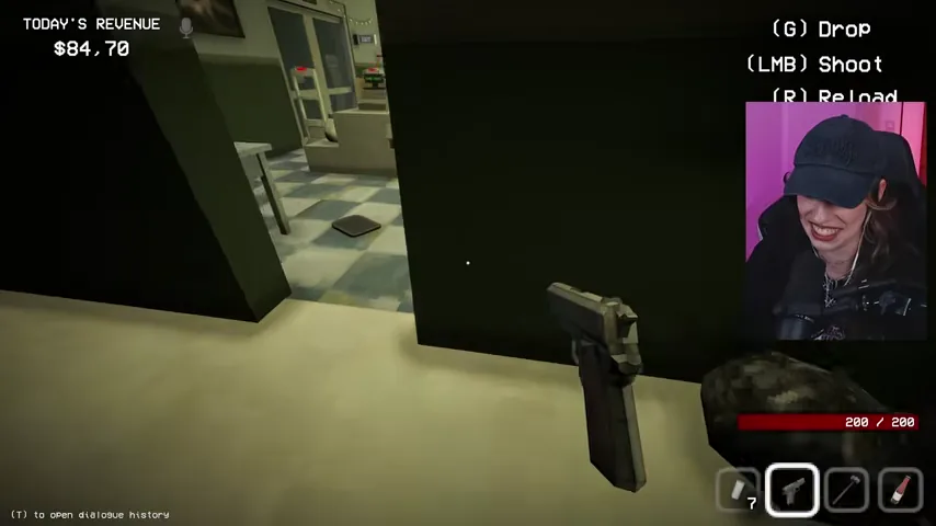 The player draws a firearm as the final Night 13 encounter begins.