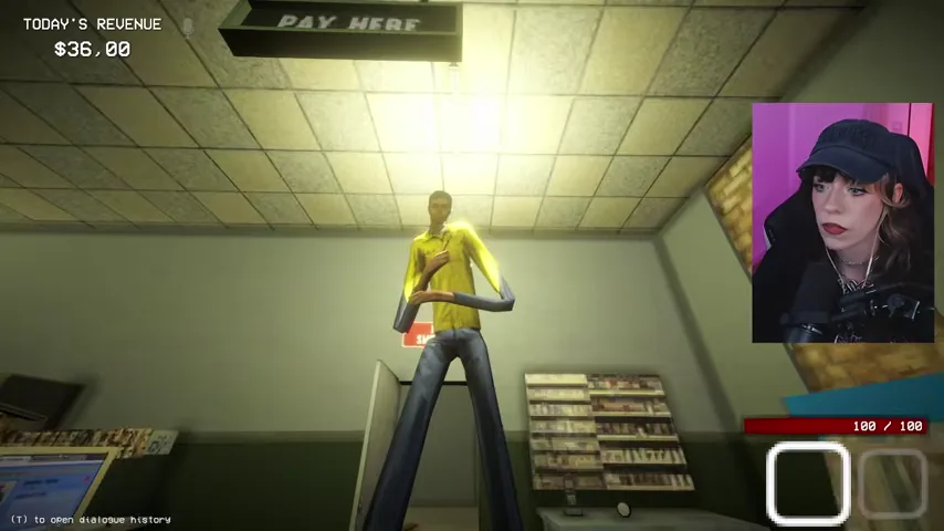 An unnaturally tall armed figure stands inside the shop after the generator reset.