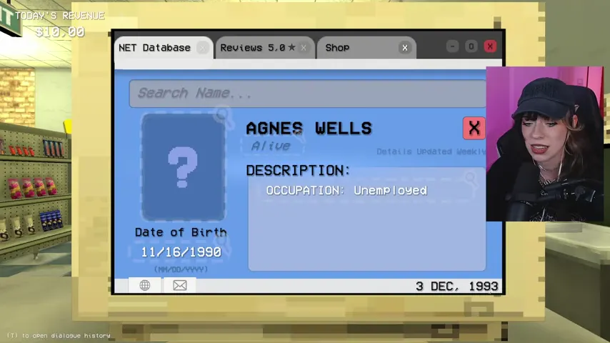 Agnes Wells's profile showing no portrait and a 1990 date of birth on 3 Dec. 1993