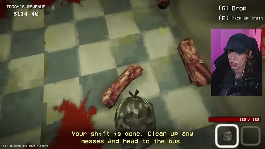 The Night 3 closing objective beside blood and remains that still need cleanup