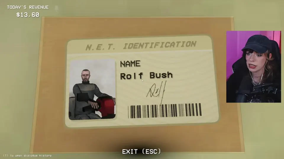 A walk-in customer's scannable N.E.T. identification card is checked during Night 4.