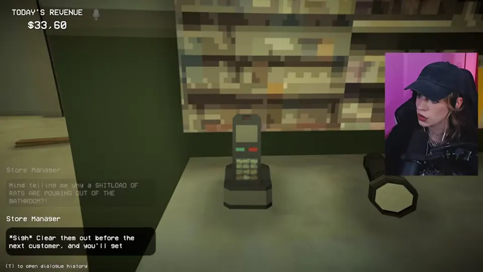 The store phone rings with the timed Night 4 rat objective active.