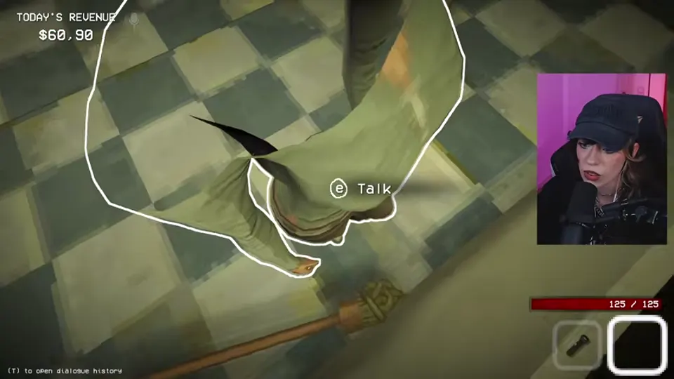 The player closely checks the hand where the customer claims the tattoo is located.