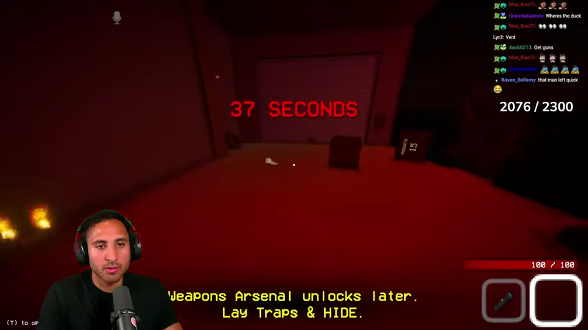 The countdown repeats the instruction to lay traps and hide while the arsenal is locked.