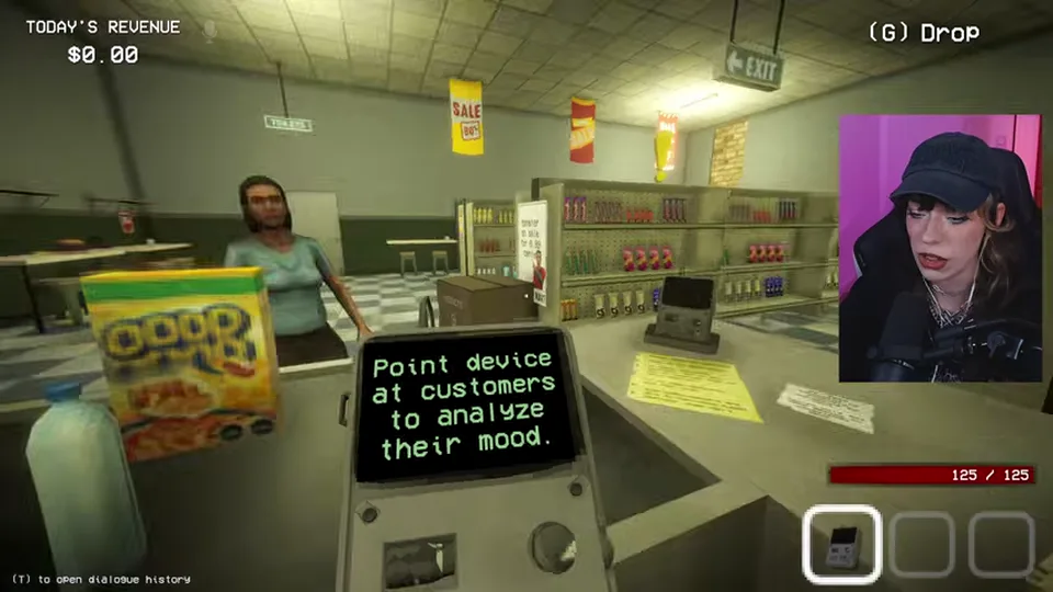 The Emote Scope displays Craving Human Flesh while aimed at a Night 6 customer.