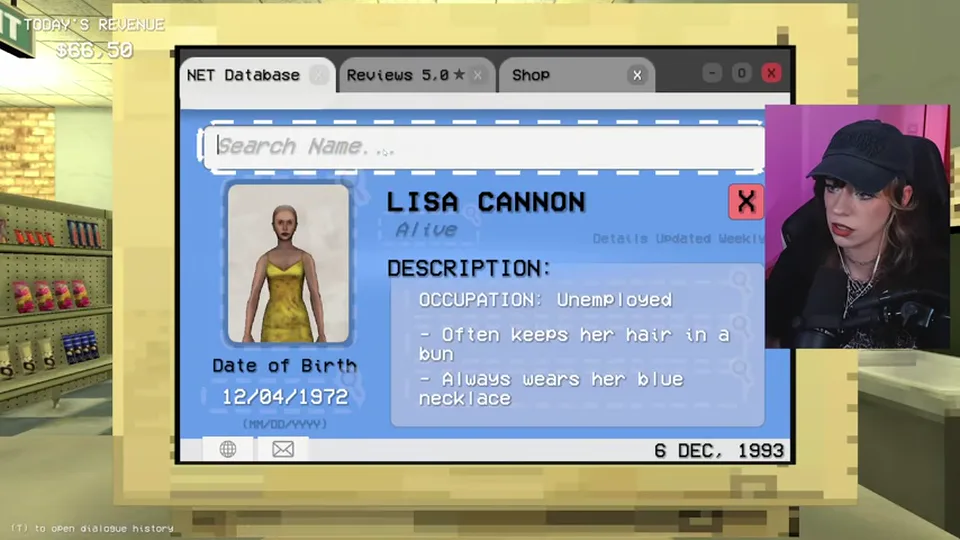 Lisa Cannon's database record is open before the related Mia Cannon record is checked.