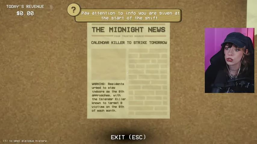 The Midnight News warns that the Calendar Killer is expected to strike tomorrow.