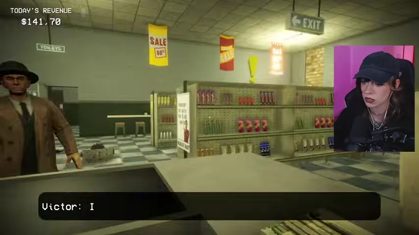 Victor Hail waits at the counter while the player works around a record with no portrait.