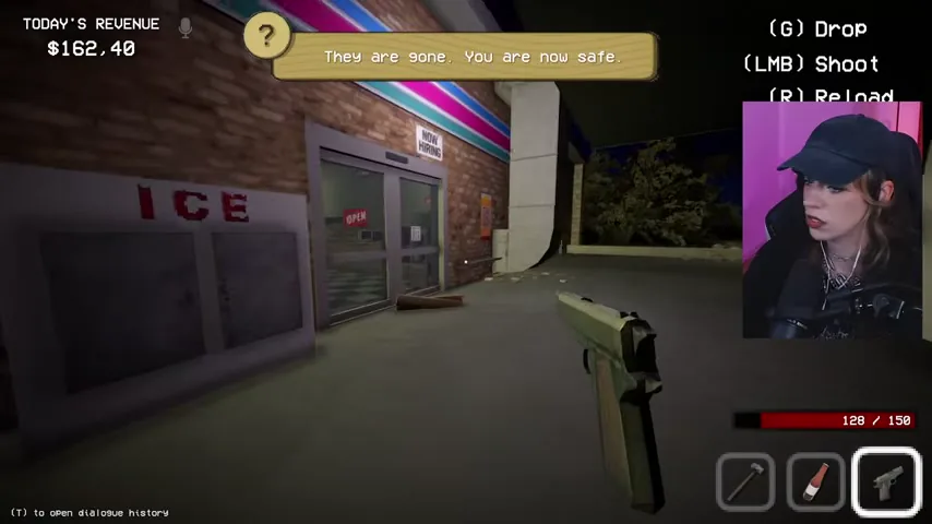 The all-clear confirms that the Night 7 attackers are gone and the store is safe.
