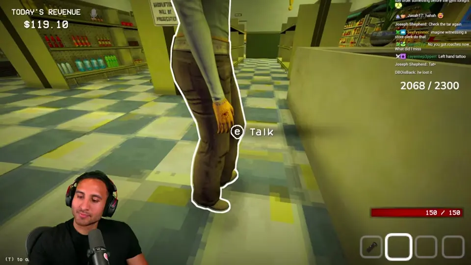 The player inspects Linda's hand closely to resolve the left-versus-right tattoo check.