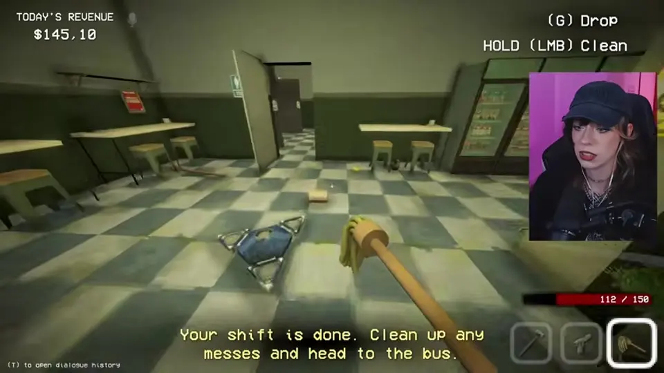 The mop is used to clean the Night 8 store after the defense is over.