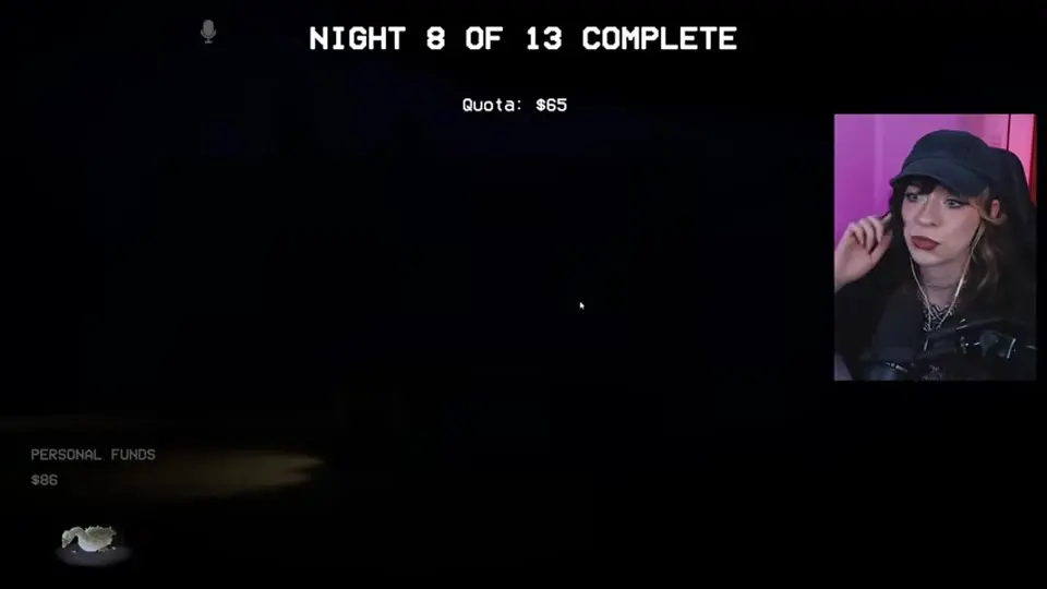 The Night 8 completion screen appears after the store closes.