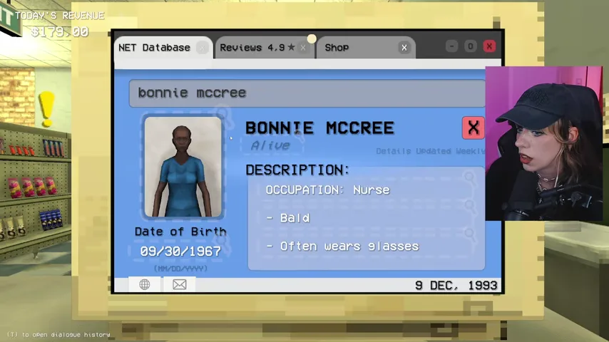 Bonnie McCree's database record identifies her as bald.
