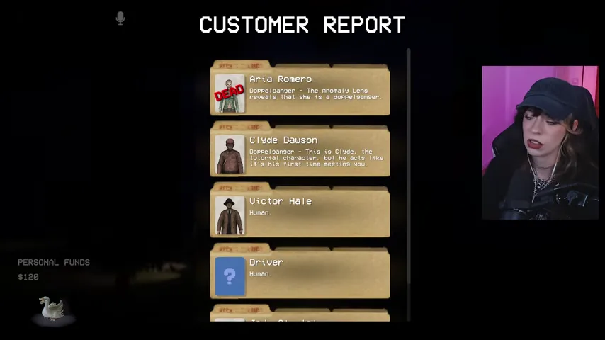 The first customer-report panel explains Aria and Clyde while confirming Victor and the driver.