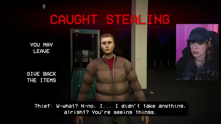 The security scanner catches a customer stealing and presents the option to demand the items back.