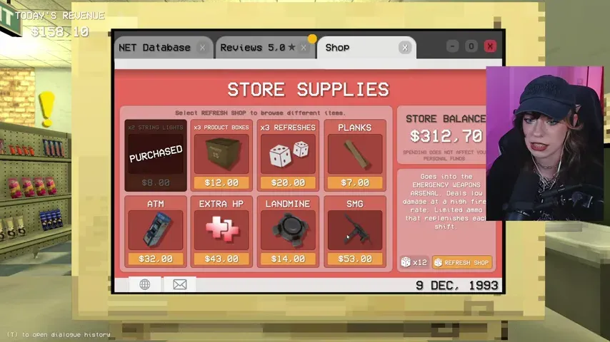 The supply shop offers a backpack, health, planks, ammunition, and weapons that solve practical problems before decoration.