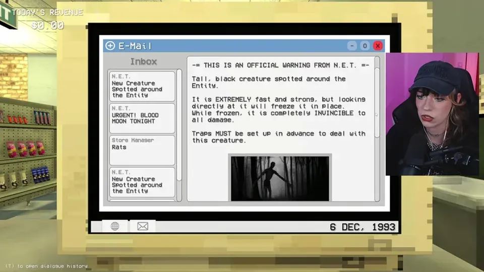 The warning explains that the tall shadow freezes and becomes invulnerable while watched.