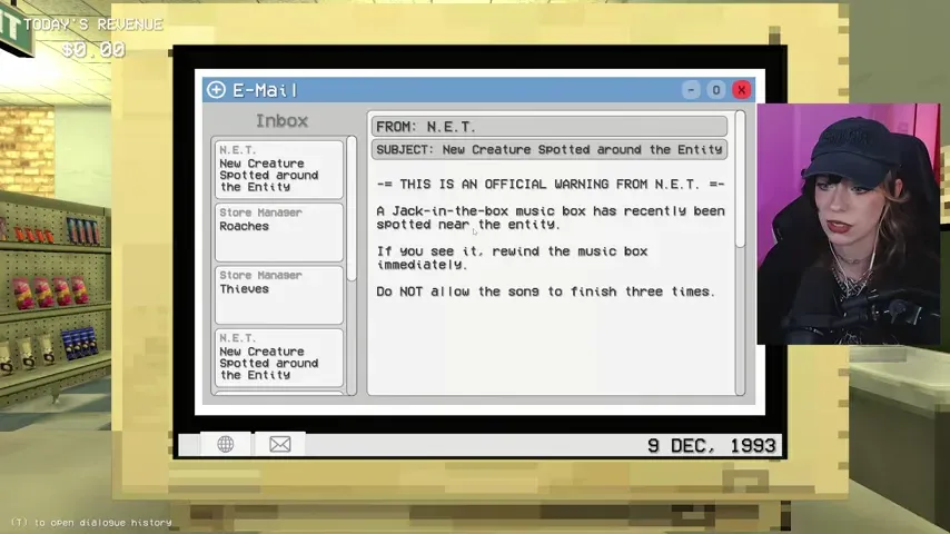 The in-game warning defines the music box as an urgent gameplay cue, not background ambience.