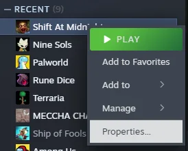 The historical announcement begins from the game's Steam Properties menu.